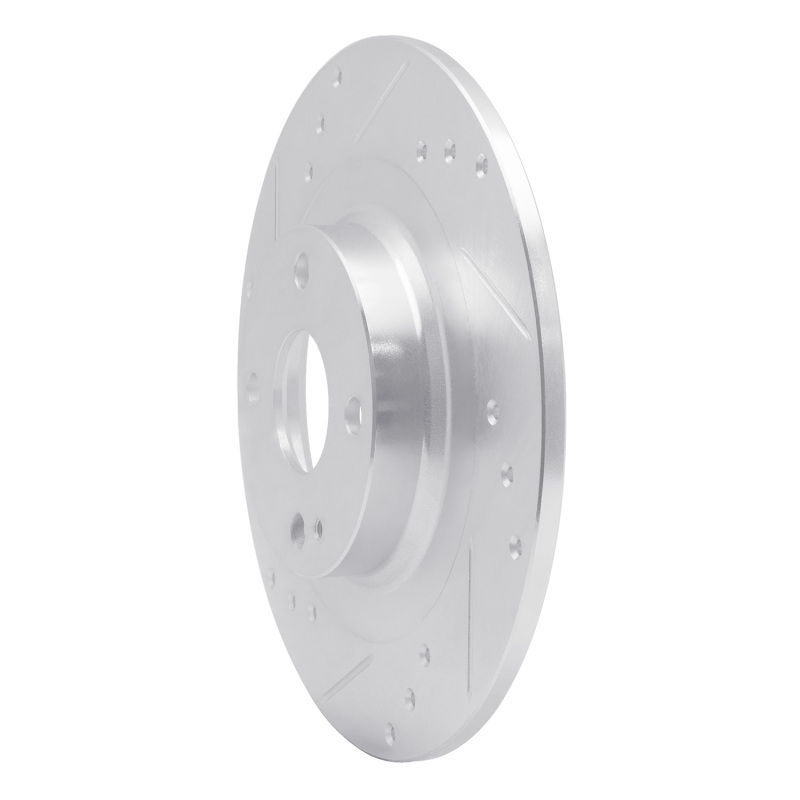 Fiat 124 Spider Brake Rotor (1) - Rear Left - R1 Concepts - Drilled & Slotted - Silver - `16-`25